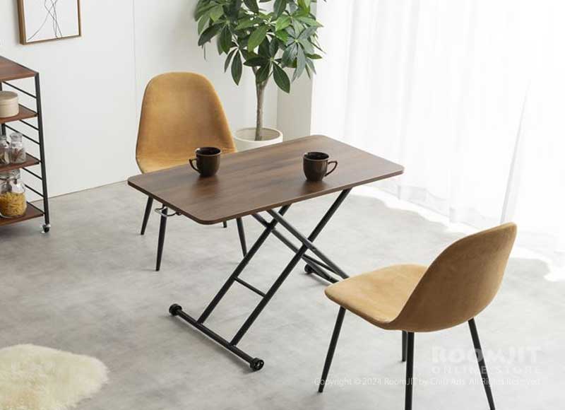 無段階ガス圧昇降式 テーブル 折りたたみ式 家具 キャスター付き