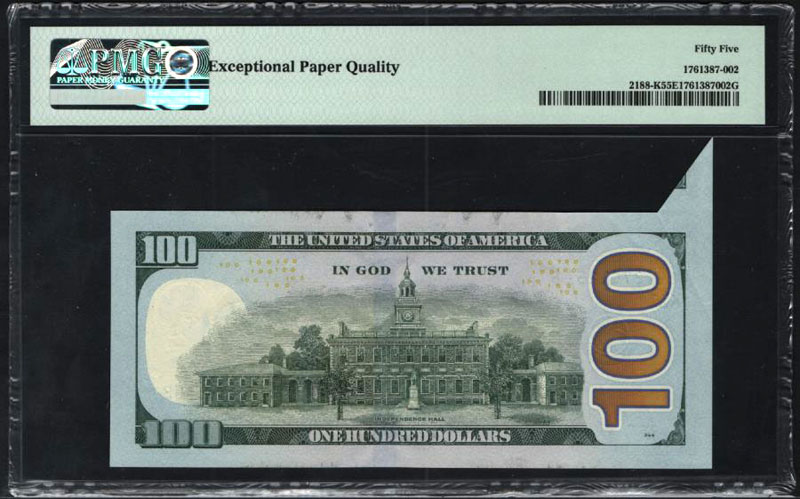 米国 100ドル ベンジャミン・フランクリン 2013年銘 カットエラー