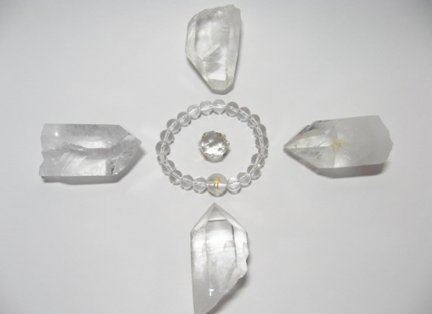 水晶浄化用ポイント・水晶原石六角柱／幸せを呼ぶ石PAX