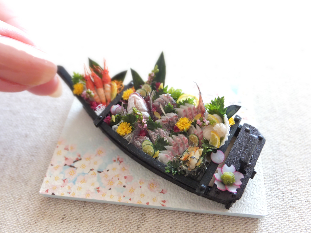 1/12 ミニチュア 春 舟盛り - shibazukeparipariのミニチュア 食品サンプル