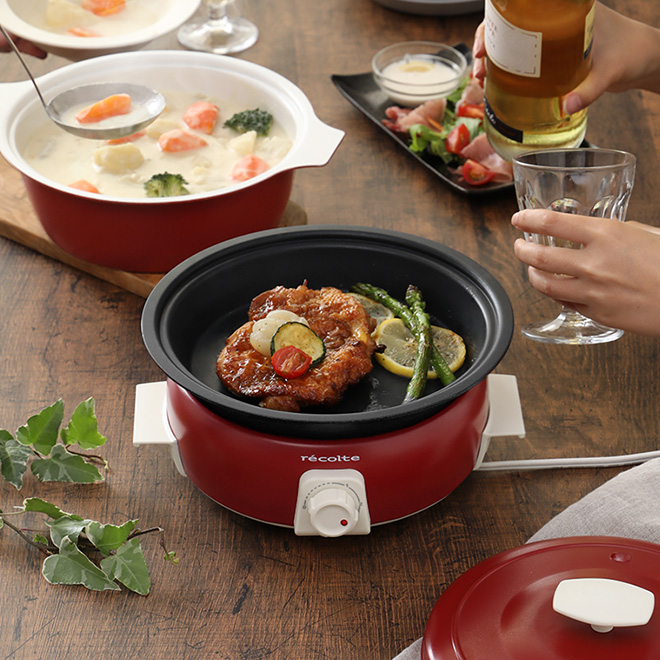 recolte ポットデュオタント本体・グリルプレートセット たこ焼き器