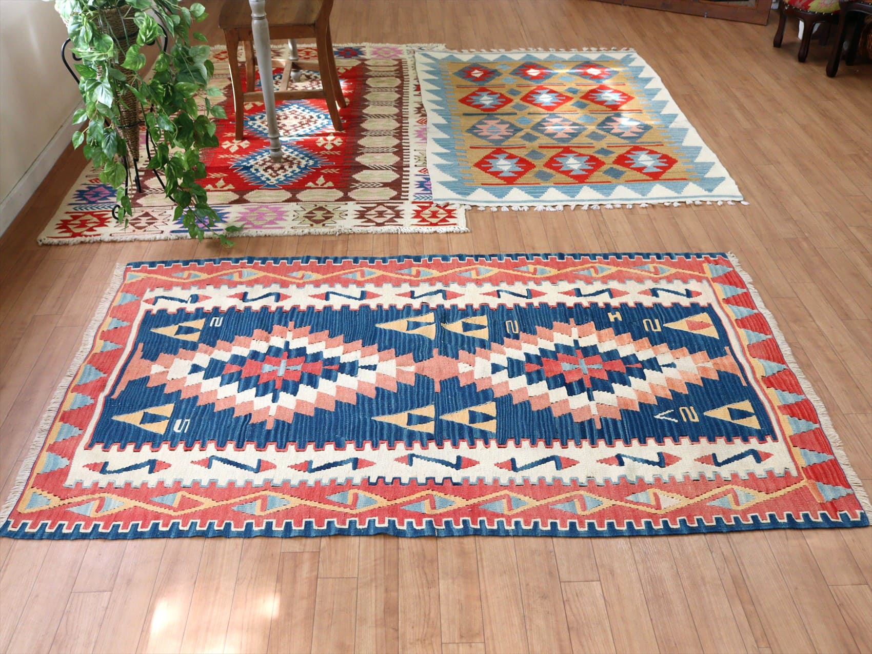 キリムスタイル / カイセリキリム トルコの手織りラグ172×110cm レッド