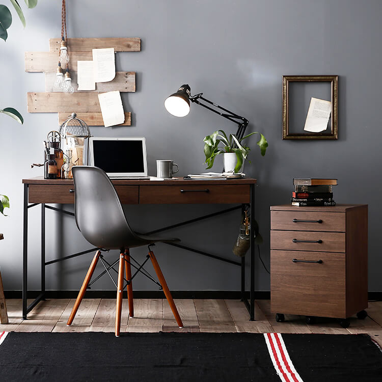 収納力抜群のシステムデスク3点セット(ホワイト/ダークブラウン/ライト