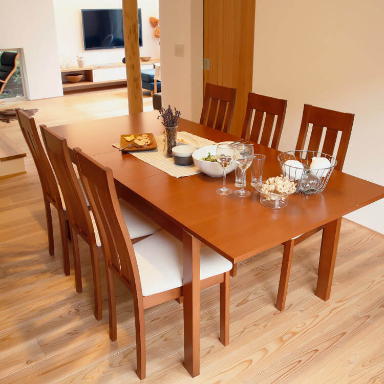 イケア 伸長式 ダークブラウン 木製 ダイニングテーブル イケア 伸長式