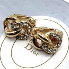 Dior ディオール ヴィンテージ イヤリング ゴールド ラインストーン