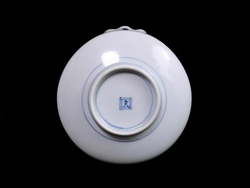 平戸 古伊万里 染付 岩に松の図 富士型変形皿 B354AS-DCk