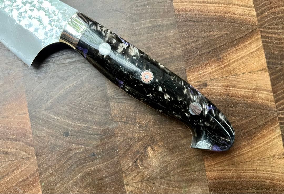 黒崎 優 閃光 鋭 ハイス SG2 鎚目 牛刀 包丁 180mm 黒アクリル柄