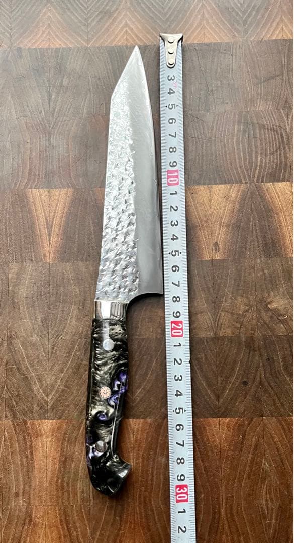 黒崎 優 閃光 鋭 ハイス SG2 鎚目 牛刀 包丁 180mm 黒アクリル柄