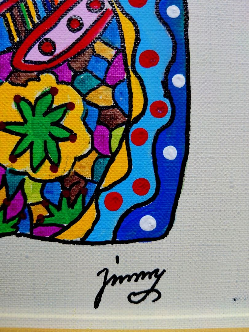 F6号】ジミー大西【Cat】手描き/表裏サイン有り/油彩/アクリル/絵画