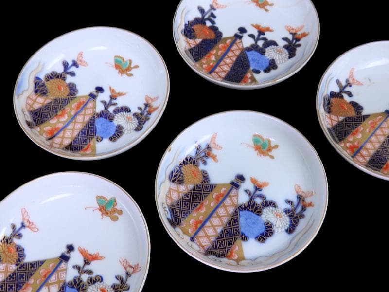古伊万里 色絵 蝶に菊の図 4寸皿 5枚 C109AS-DAe - メルカリ