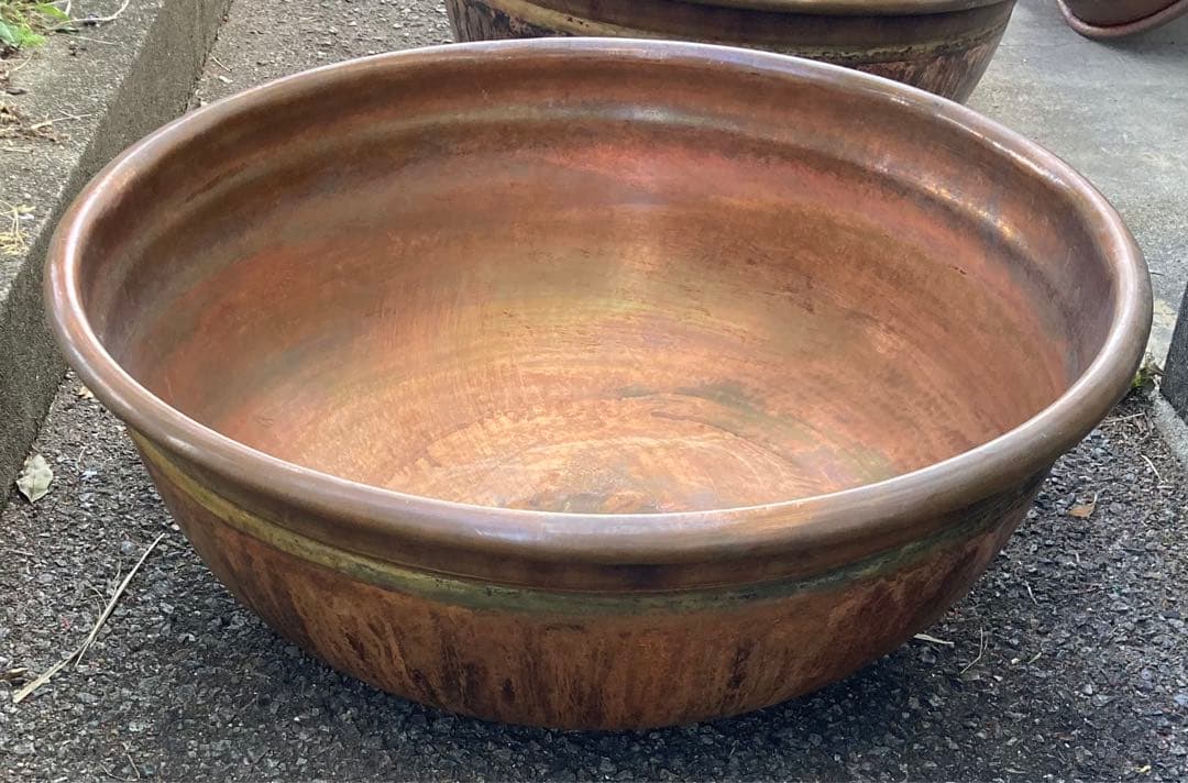 ★⭐︎業務用銅鍋 直径66cm 坊主鍋 ボーズ鍋 昭和レトロ④ Amazon｜丸新銅器 坊主鍋 純銅 21cm 内側錫引き無｜石焼鍋 オンライン通販