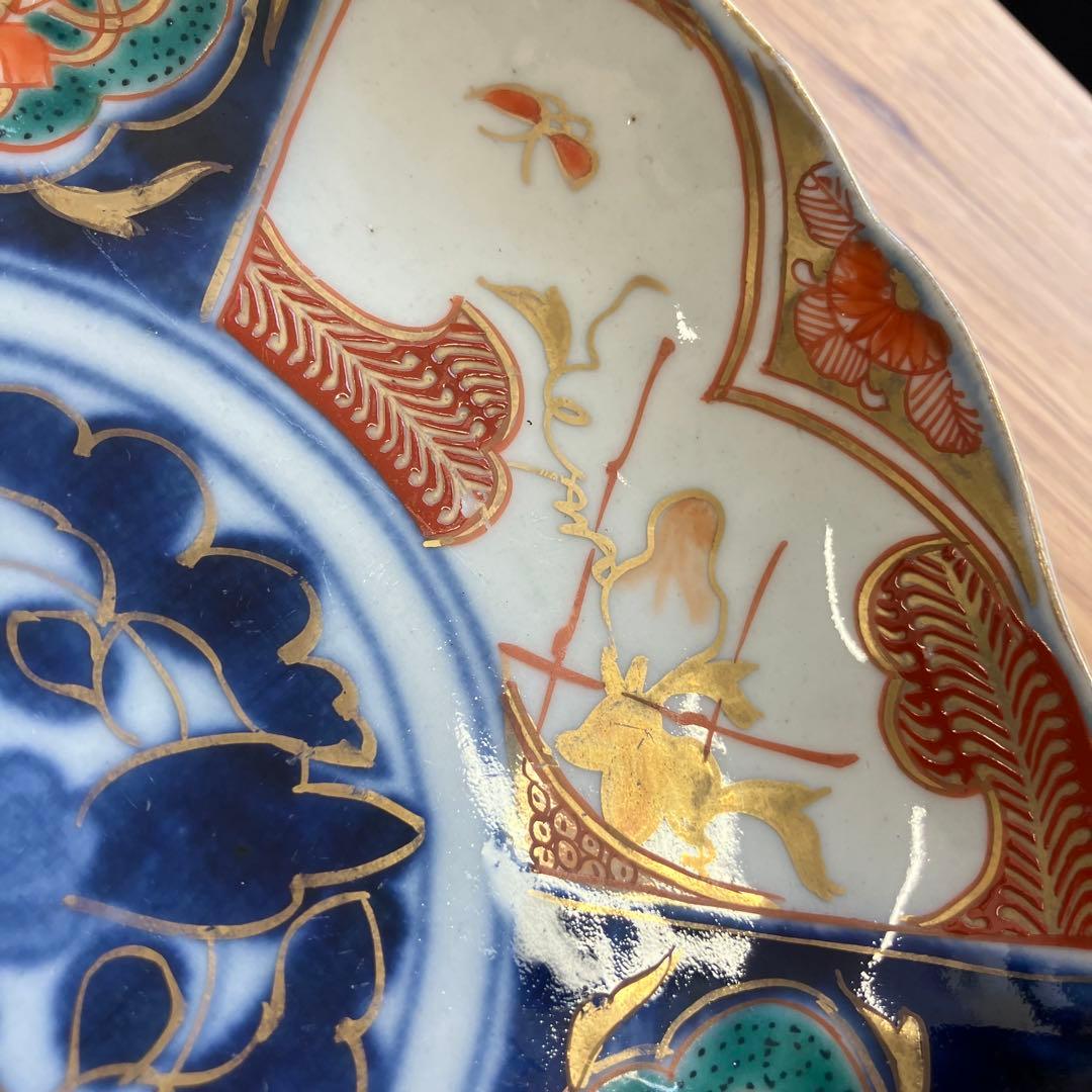 値下げ！明治時代 古伊万里 6寸皿 4枚セット 色絵 中皿 金彩 ベロ藍