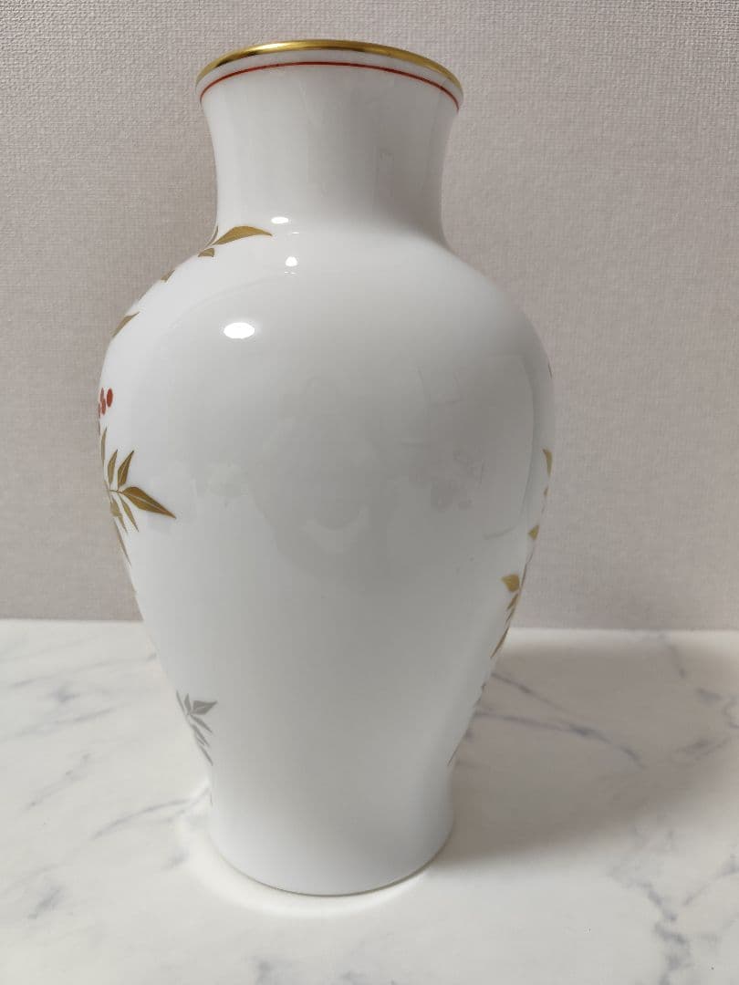 希少] [希少] 大倉陶園 OKURA 花瓶 花器 南天 金彩 フラワーベース