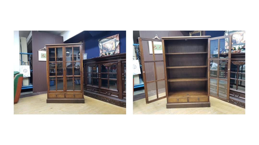 J31 三越 カントリーハウス 観音開き 引き出し付き 書棚 本棚 食器棚