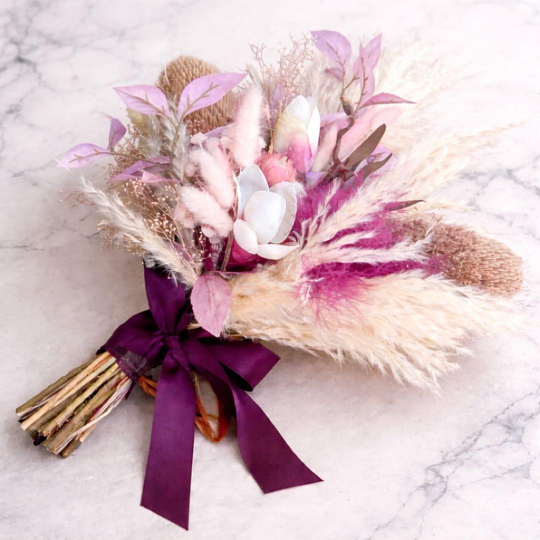 オーダーメイドドライフラワーブーケ パープル ホワイト 189ce3599b9e7f74e5c17843c320ec