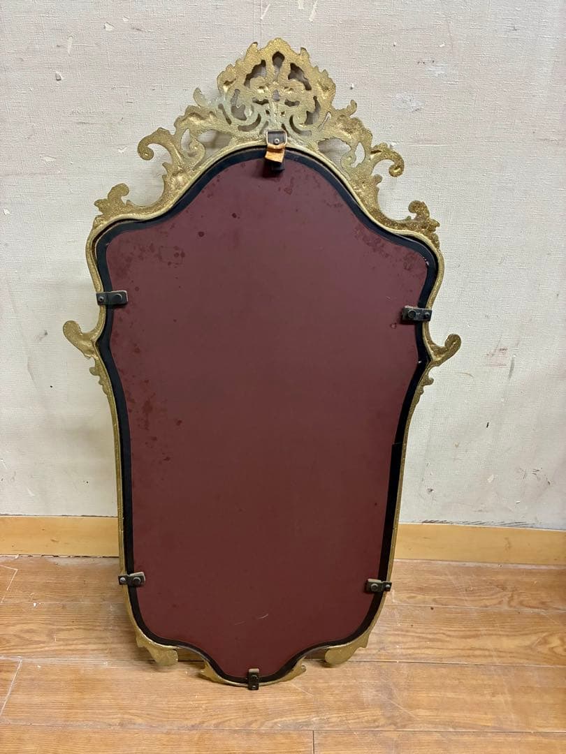 管460☆イタリア製☆真鍮製☆アンティーク☆ウォールミラー☆壁掛け鏡