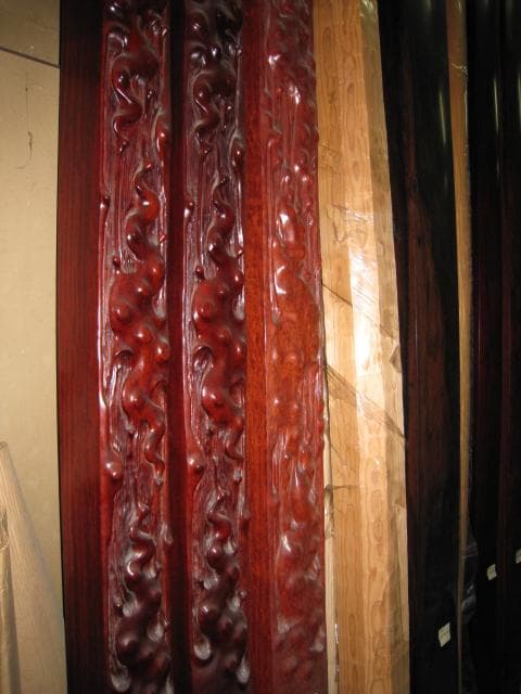 床柱　カリン　彫　4.5寸（13.5ｃｍ）