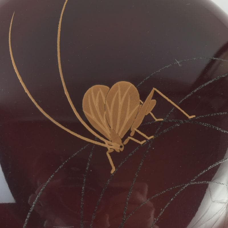 茶道具 武司作 鈴虫蒔絵 内金溜 香合 共布共箱 V 9517