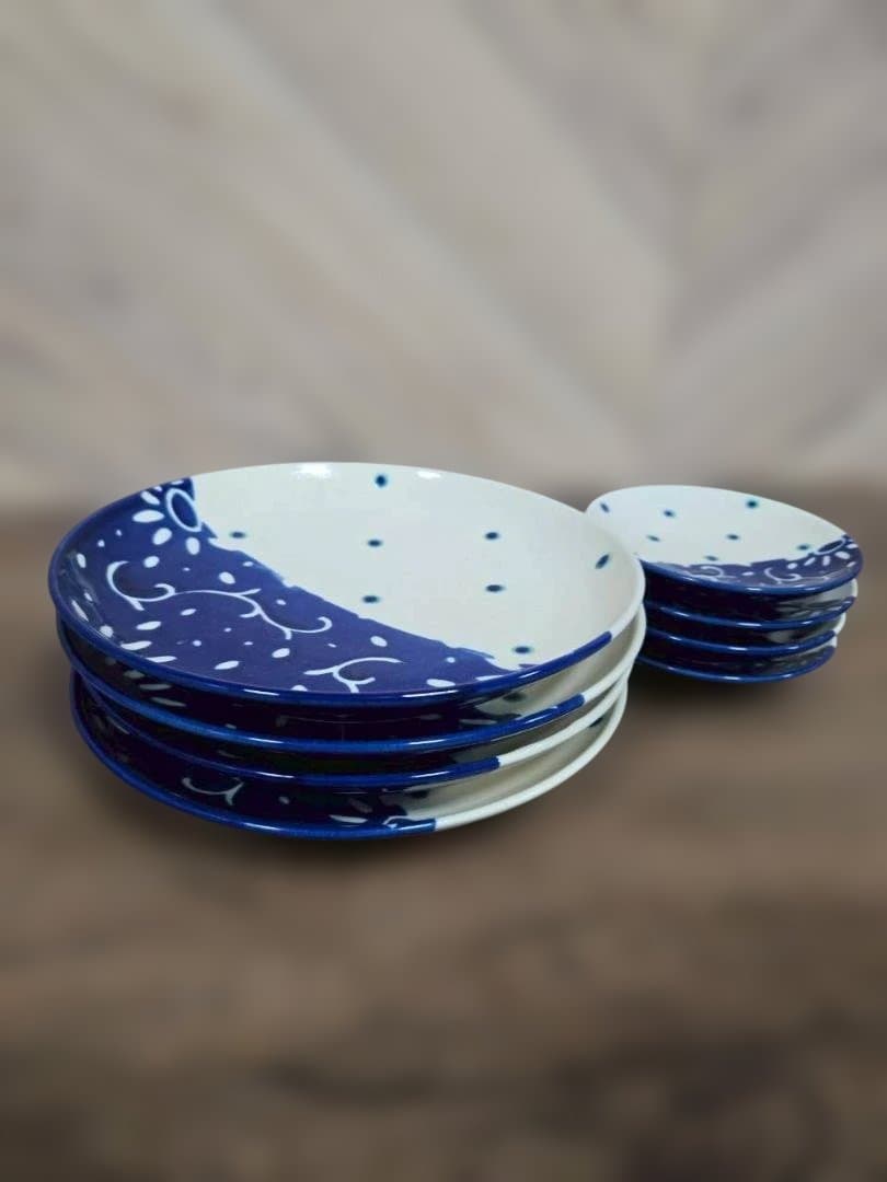 高江洲陶磁器　唐草/青　7寸皿、4寸皿　唐草/青（各4枚） 7寸皿 コバルト唐草 | 陶眞窯（とうしんがま）オンラインショップ