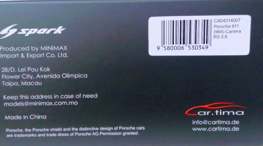 限定44台本体未使用スパークモデル ポルシェ911(964)3.8RS