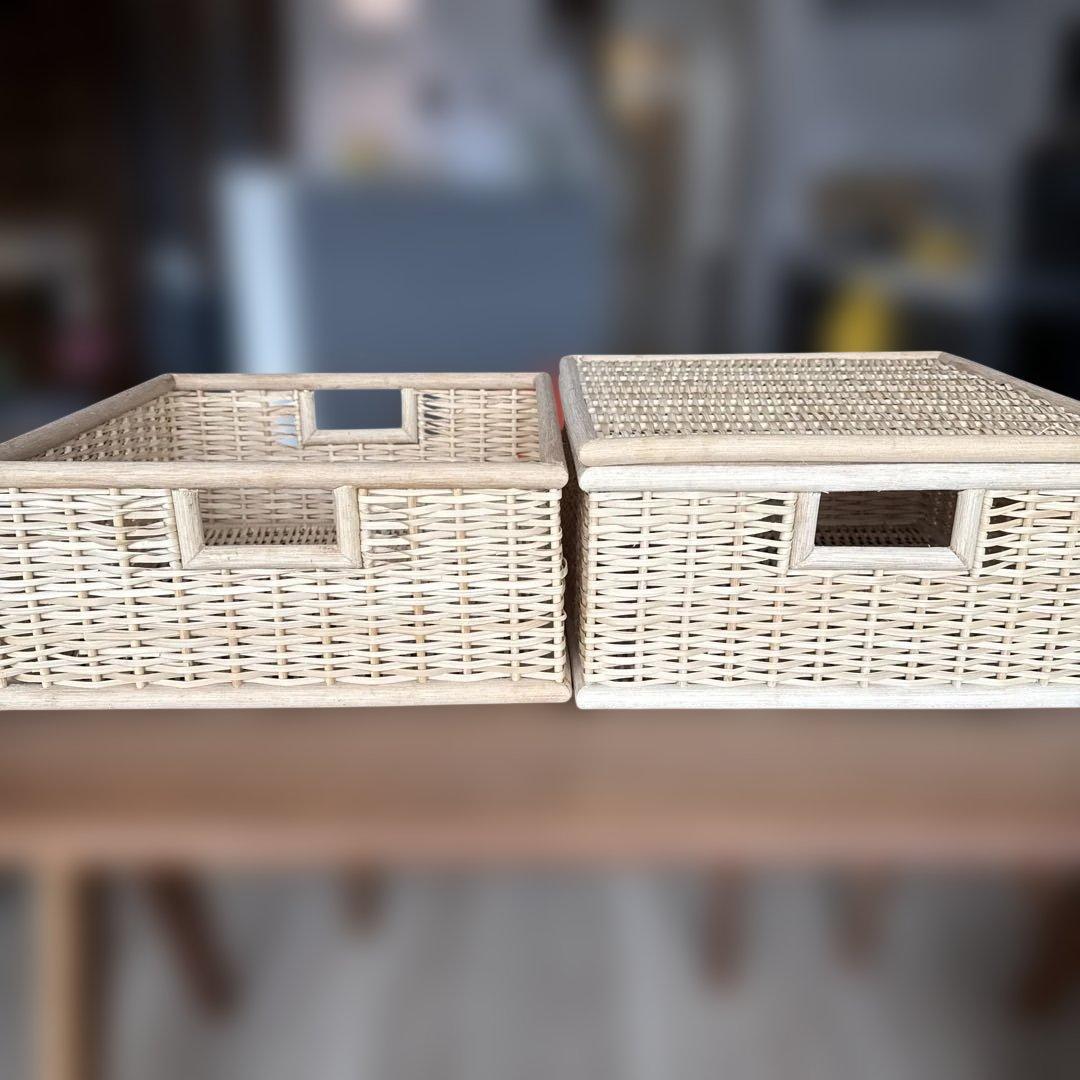 無印良品 ブリ材バスケット 角形中サイズ2個 フタ1枚 - メルカリ