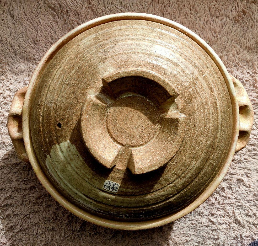 真味喜陶苑　信楽焼　土鍋（手作り） 灰刷毛　9号 土鍋 9号 4〜5人用 直火専用 真味喜鍋 信楽焼 | みのさらら