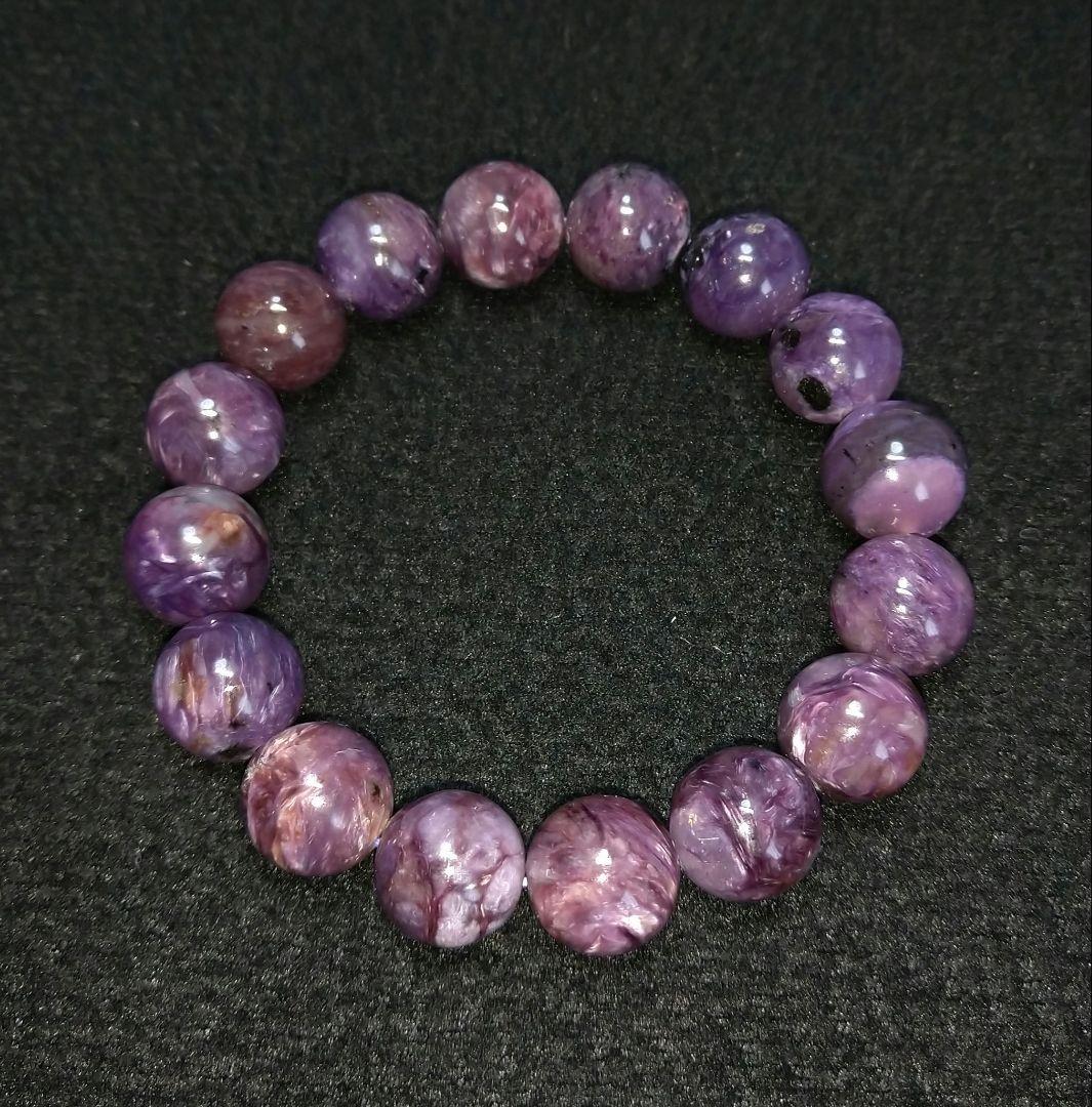 【良質,美品】天然チャロアイト《藤色》　ブレスレット　世界三大ヒーリングストーン