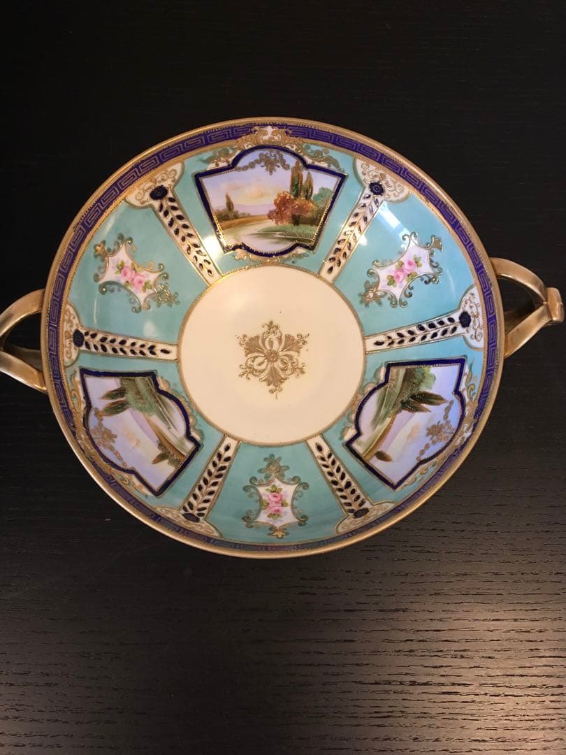 オールドノリタケ金盛上げ河畔風景紋図両耳飾り大鉢 - メルカリ