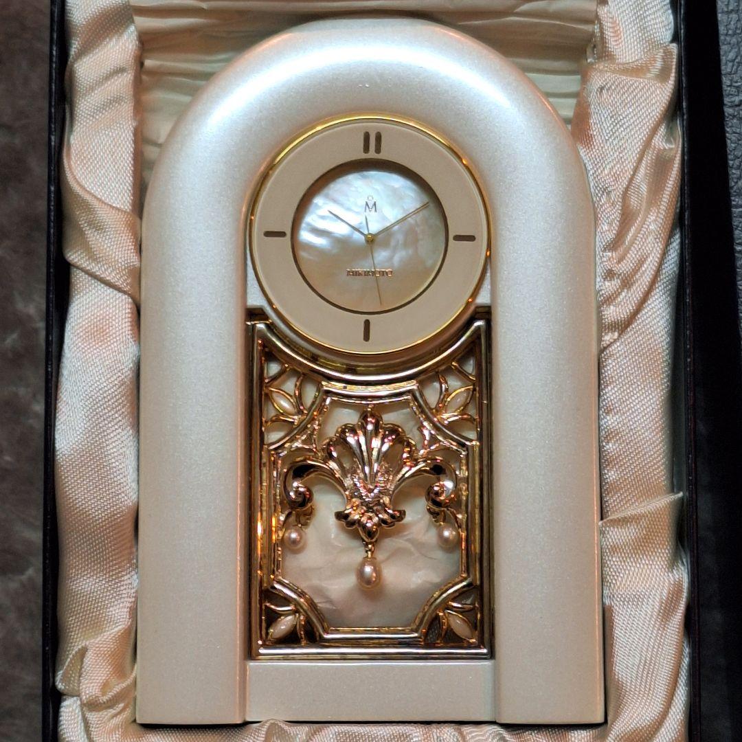 MIKIMOTO ミキモト インターナショナル置時計☆淡水真珠&トルコ石&白蝶