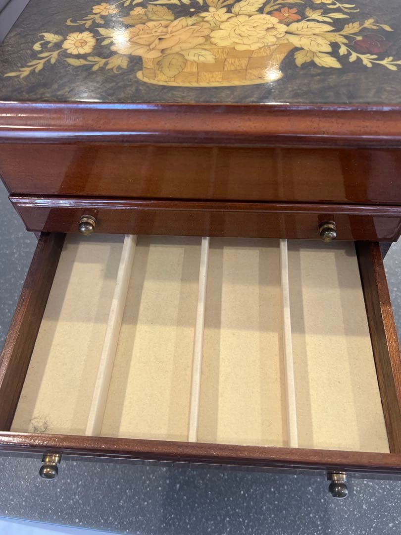 イタリア製 象嵌細工 木製ジュエリーボックス ミラー付き - メルカリ