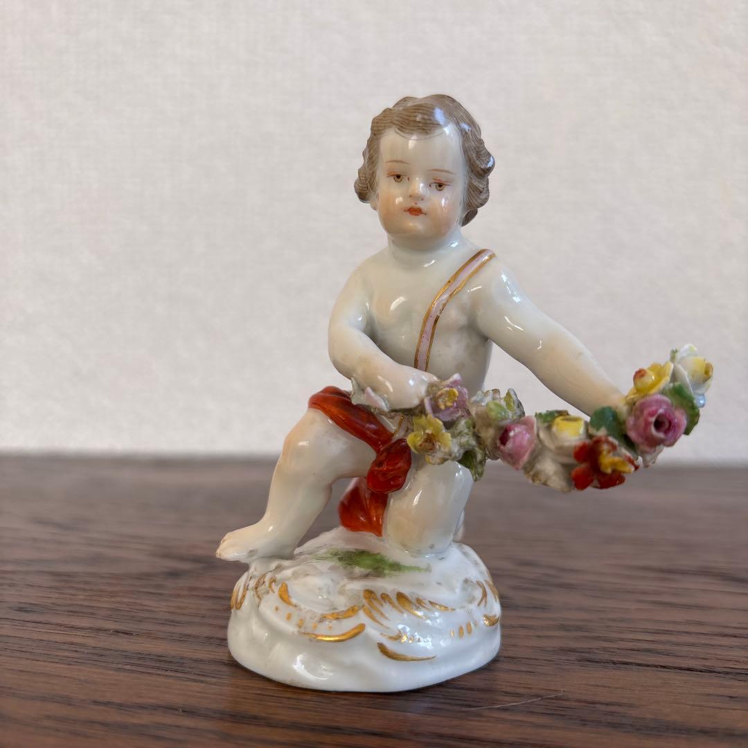 マイセン　エンゼル　置物　フィギュリン　人形　アンティーク　陶磁器 希少 オールドマイセン Meissen 戯言の天使 郵便配達員 フィギュリン