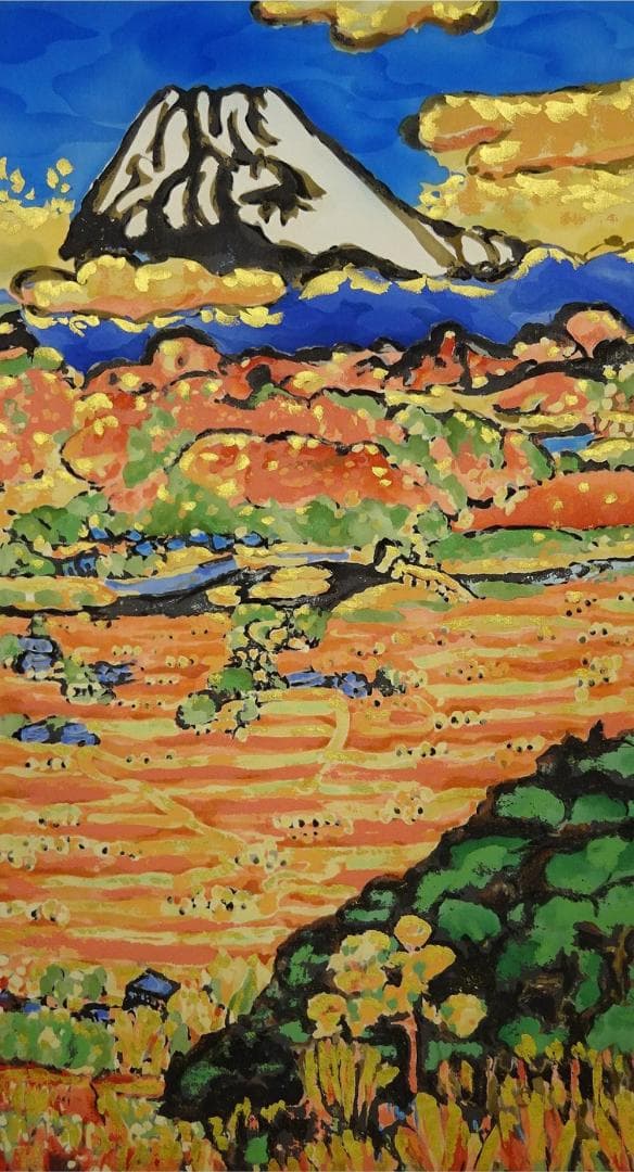 複製】掛軸 梅原龍三郎『天地鍾秀』絹本 無地箱付 掛け軸 a07102