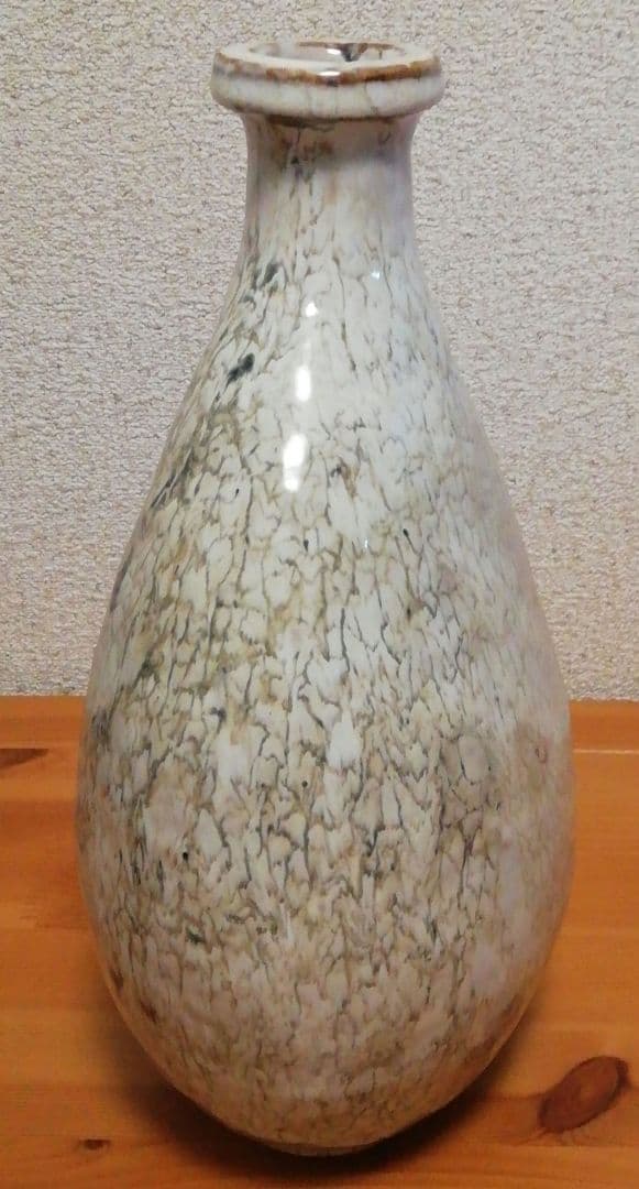 梅本健三作　乱網目文　扁壺　花入　共箱　本付　花瓶