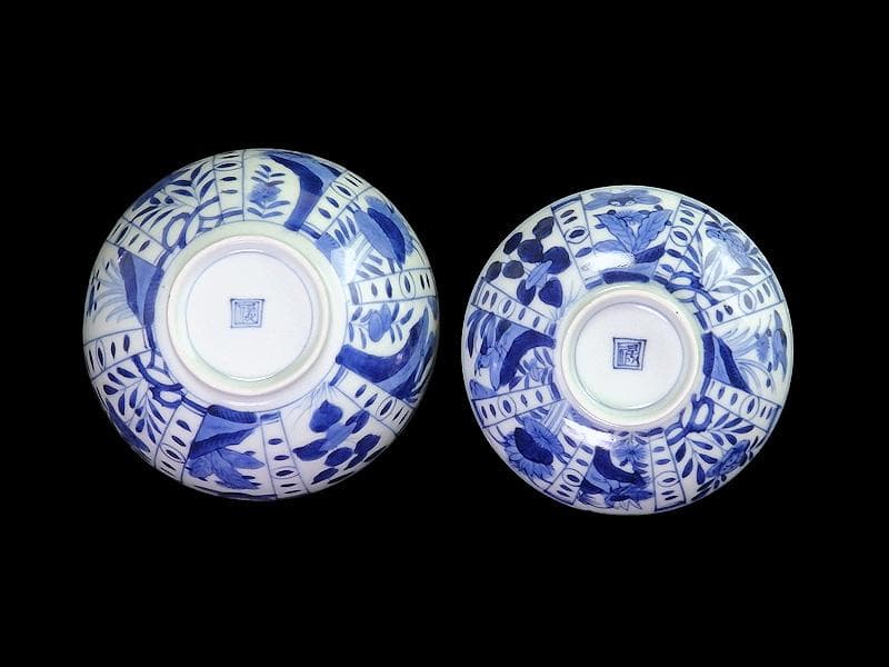 古伊万里 染付 芙蓉手 花鳥紋の図 大振蓋茶碗 F319AS-CXz - メルカリ