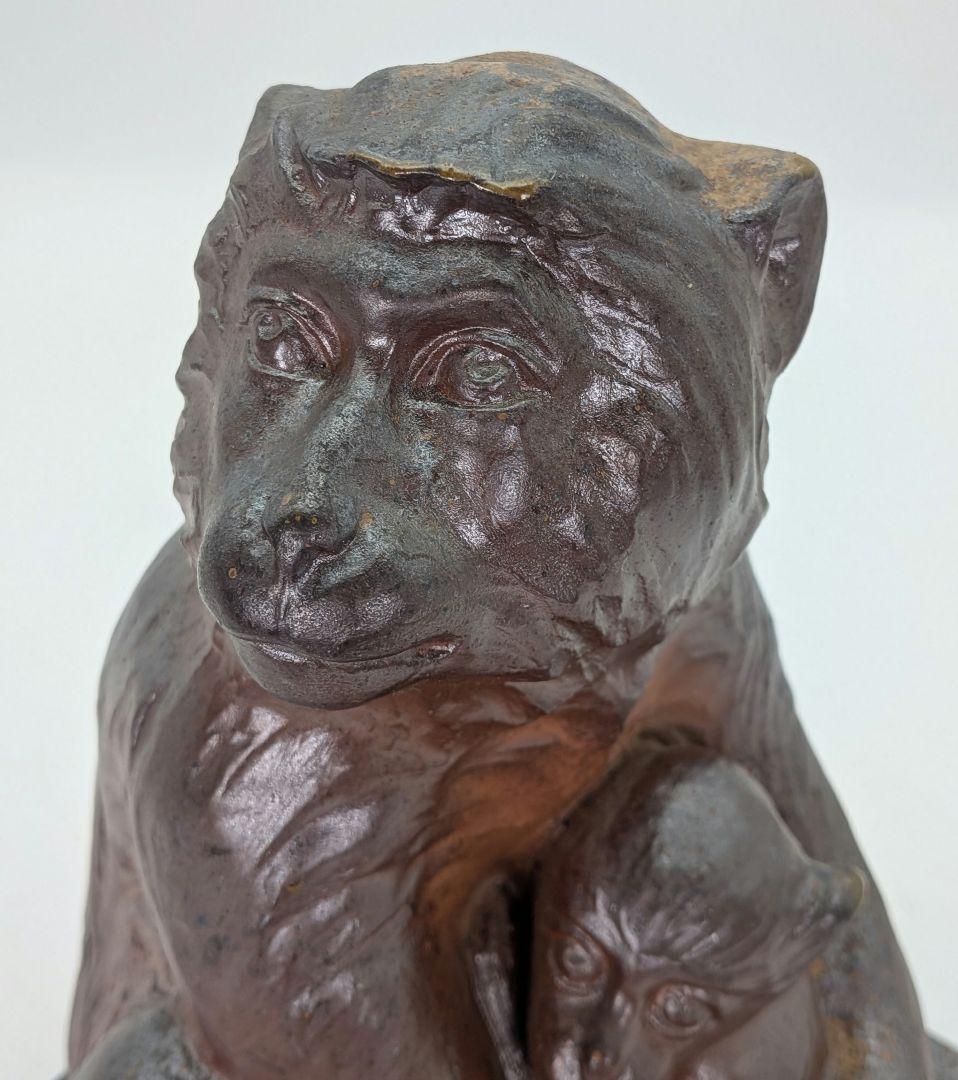 武用君彦 備前焼 干支置物「壬申」 共箱共布栞 申年 親子猿