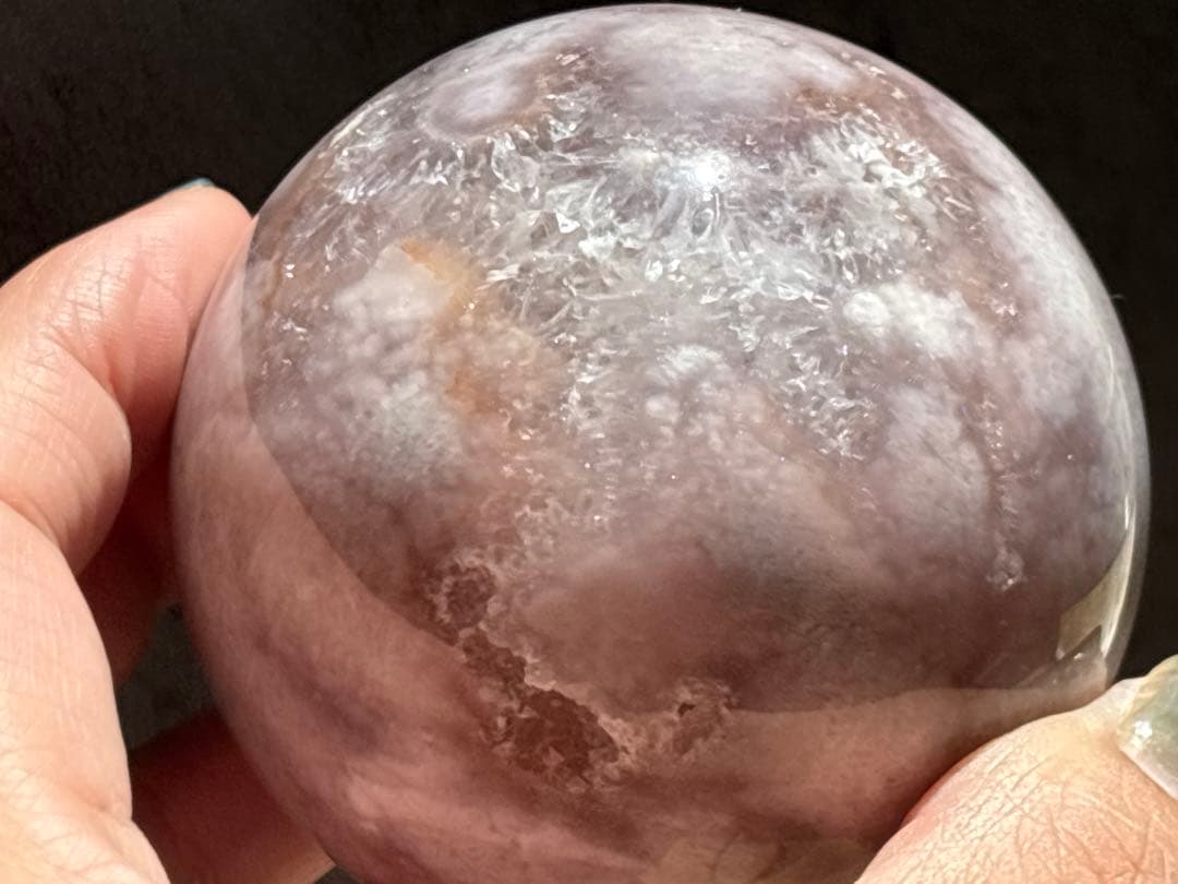 《高品質＊虹入りピンクアメジスト＆桜瑪瑙スフィア》