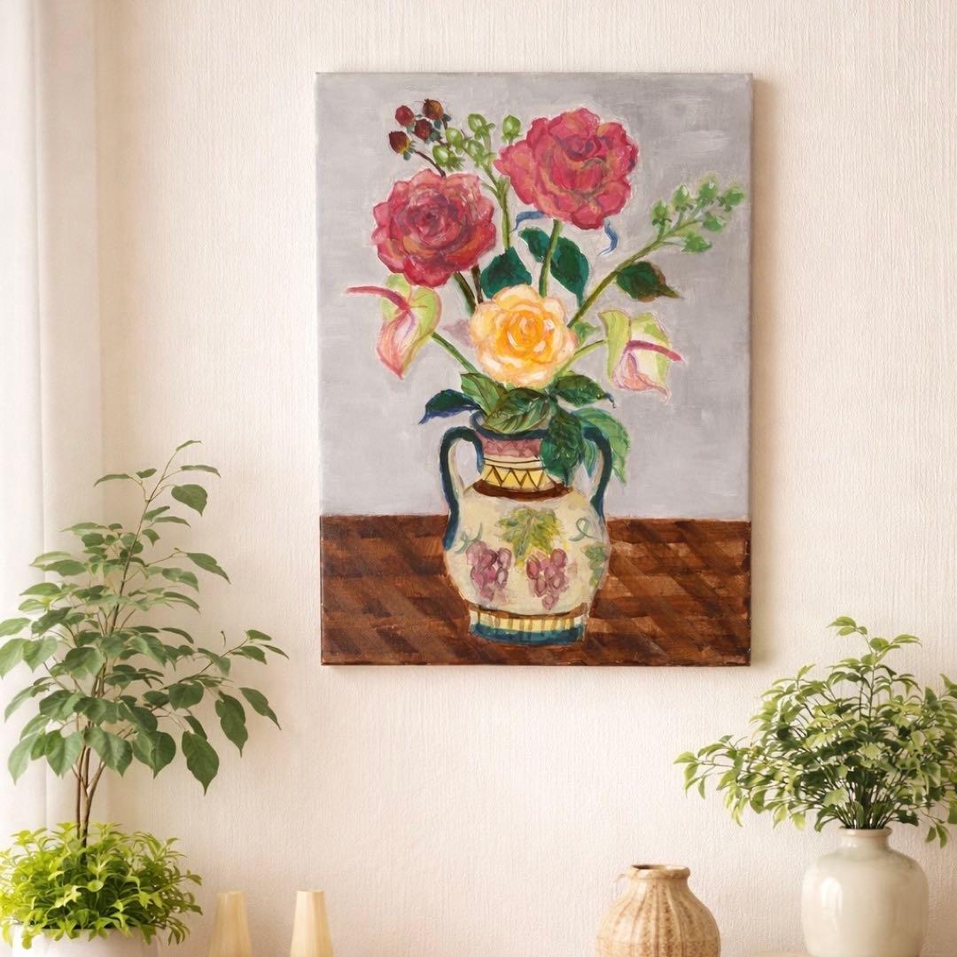花のあるひととき｜原画 アクリル画 F4サイズ 静物画 インテリア