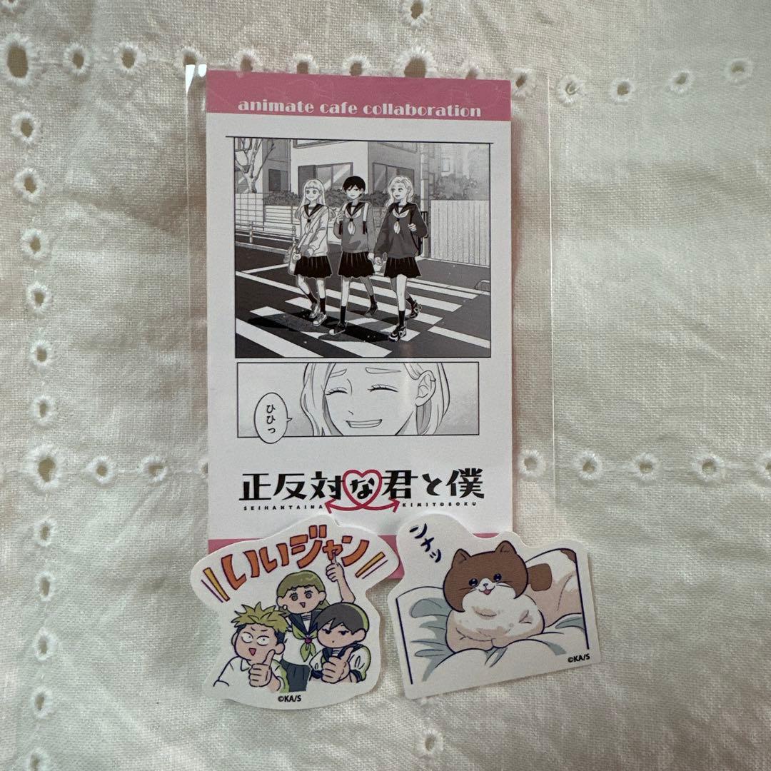 正反対な君と僕 東 渡辺 佐藤 特典 カード ステッカーアニメイトカフェ