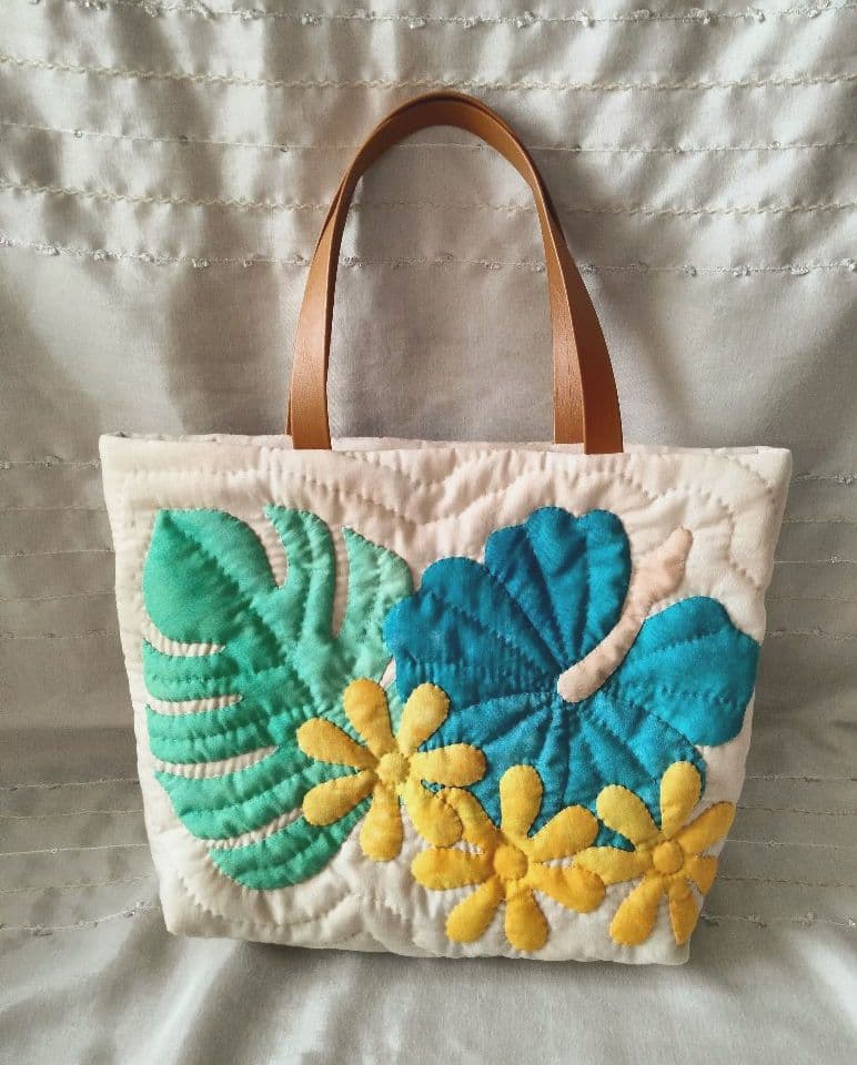 ☆ 274.ハワイアンキルト・バッグ・ハイビスカス＆ティアレ