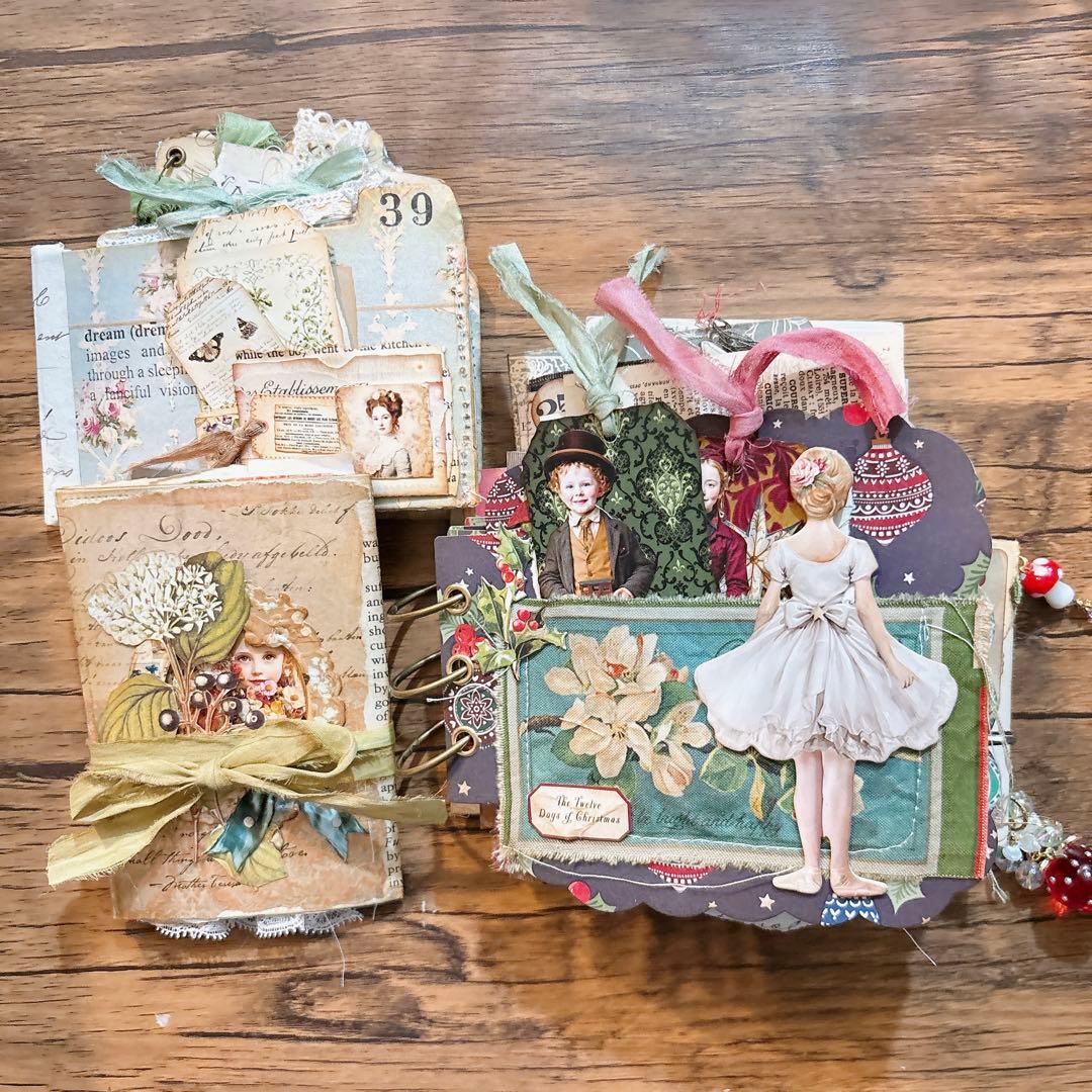 クリスマス& Happy New Year コラージュ　ジャンクジャーナル コラージュ 素材 シール クリスマス ツリー 雪だるま プレゼント ベル