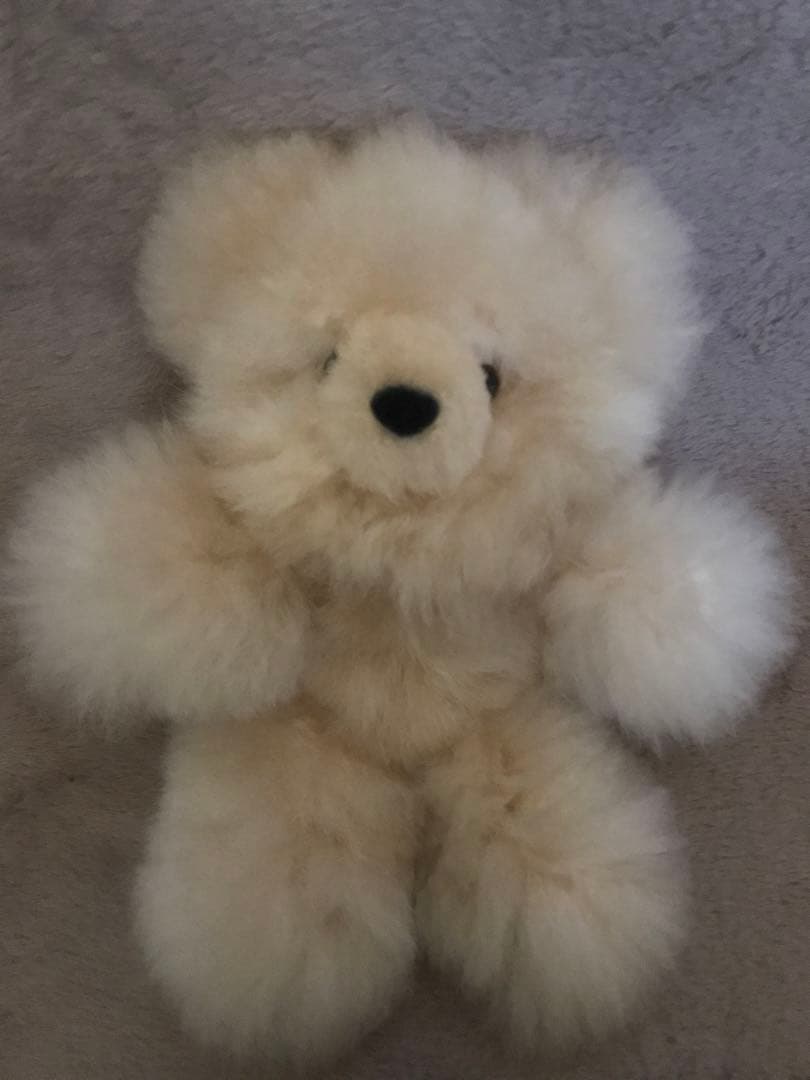 新品未使用　ふわふわ　アルパカ　テディベア (ペルー直輸入) ぬいぐるみ 翌日配送！ベビーアルパカ100％ ぬいぐるみ白 くま テディベア