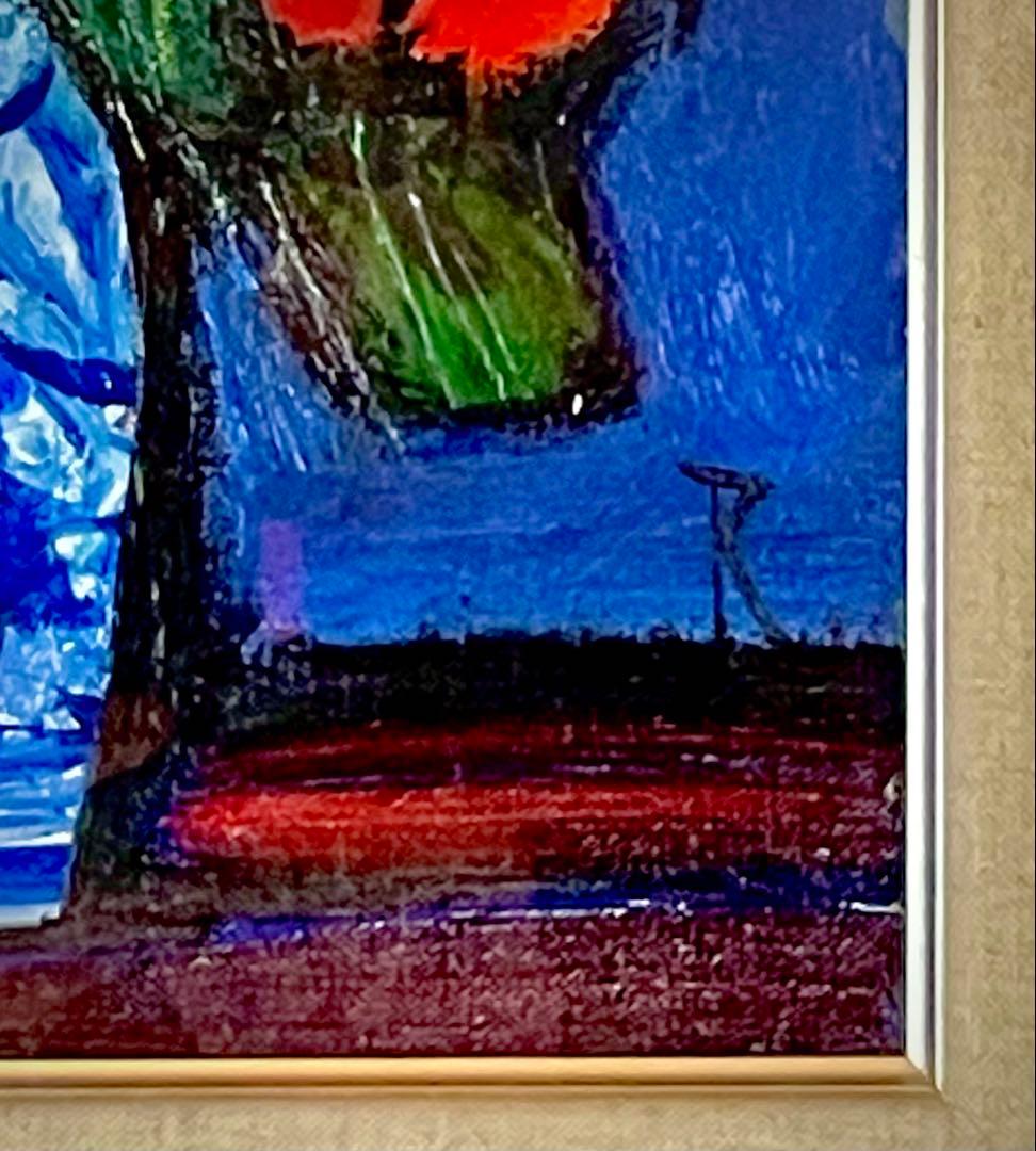 mさま専用】中川力真作「ばら」油彩6号 サイン・裏書 力強い筆致と