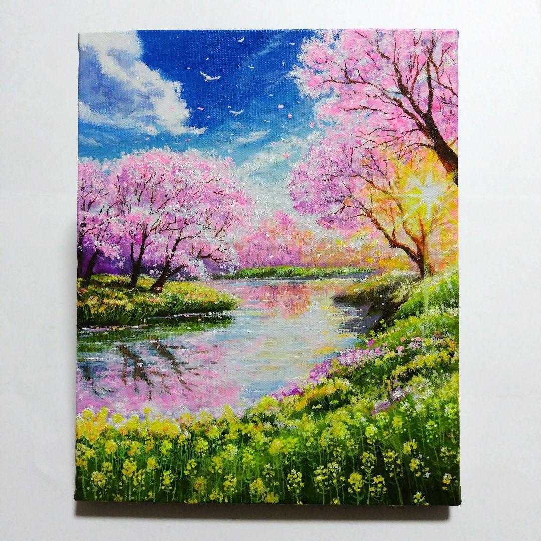 春の到来・桜】アクリル画 F3 風景画 絵画 原画 - メルカリ