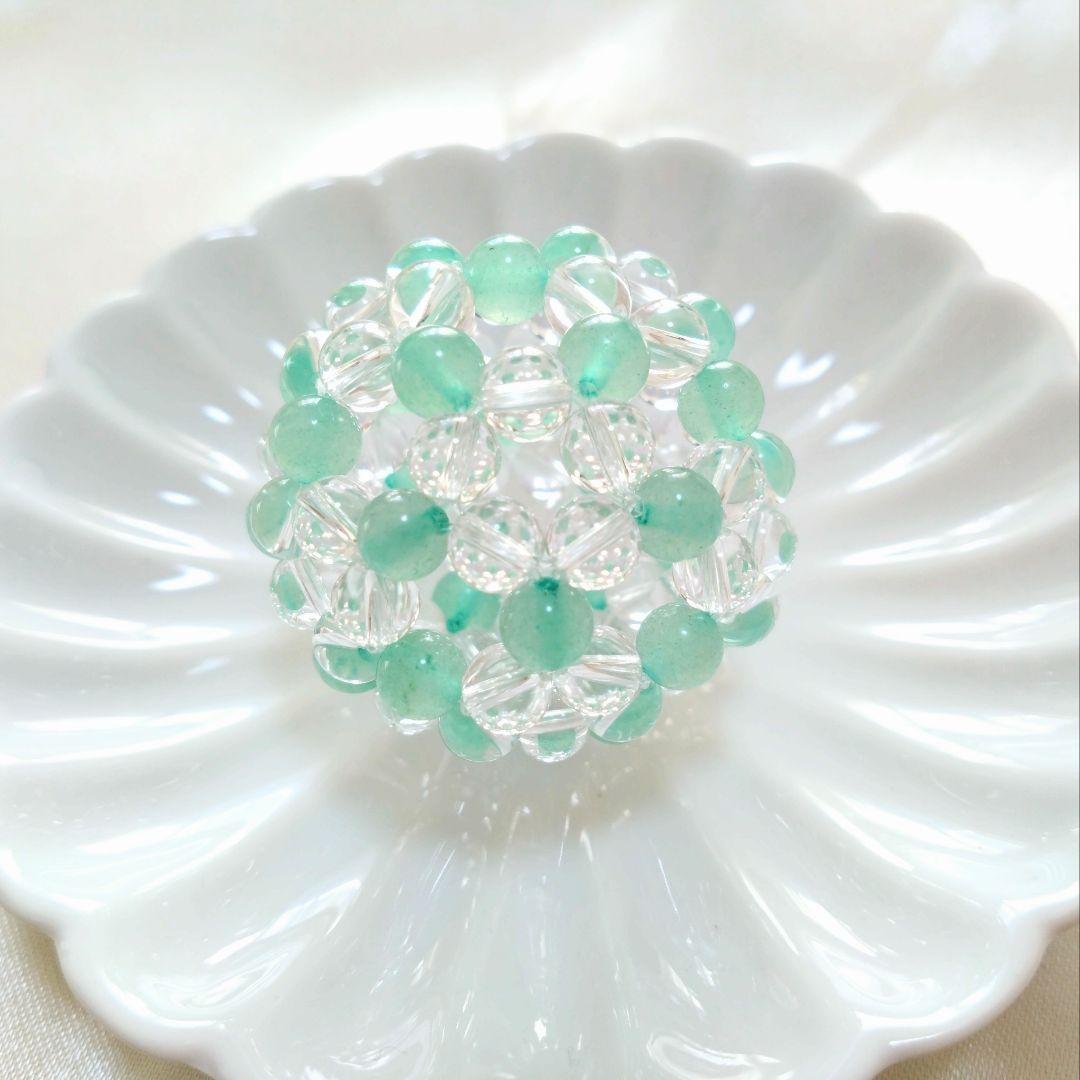 グリーンアベンチュリン×水晶 神聖幾何学フラーレン