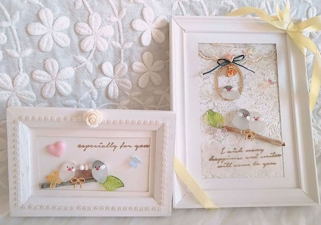 シーグラスアート 文鳥ちゃん「幸せな春♪」 - メルカリ