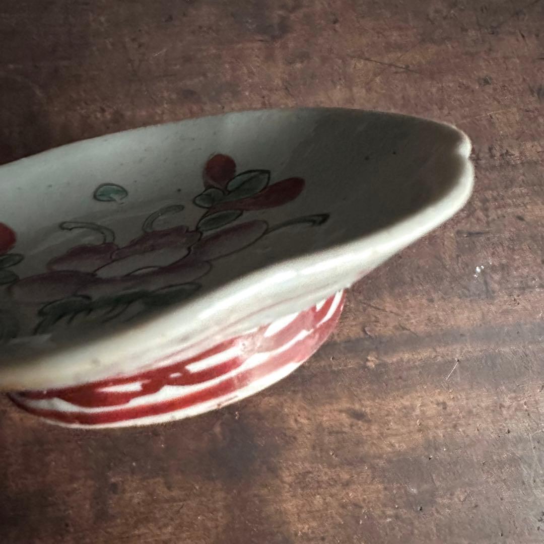 希少】清朝期 粉彩 花の図 輪花皿 台皿 小皿 中国古玩 中国美術 骨董品