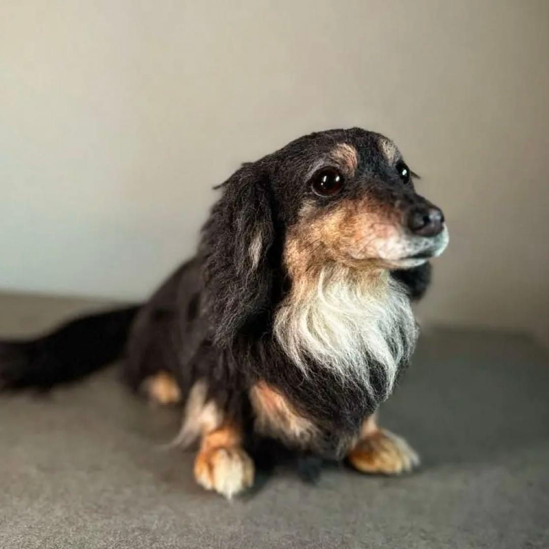 羊毛フェルト ハンドメイド ミニチュアダックスフンド ブラックタン