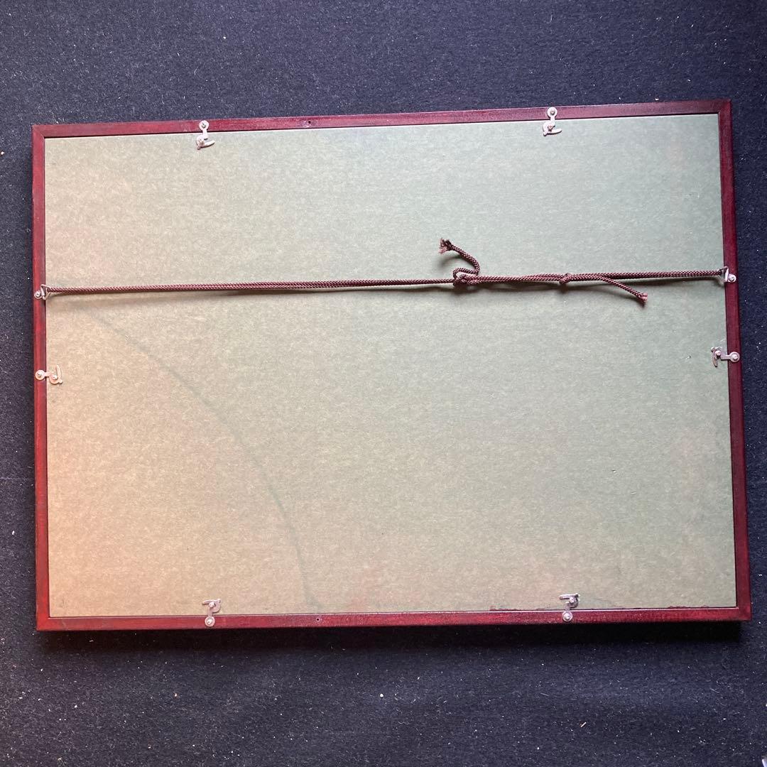 安藤広重「四季の花尽 朝顔」木版画 団扇絵 額約40×55浮世絵23×29cm