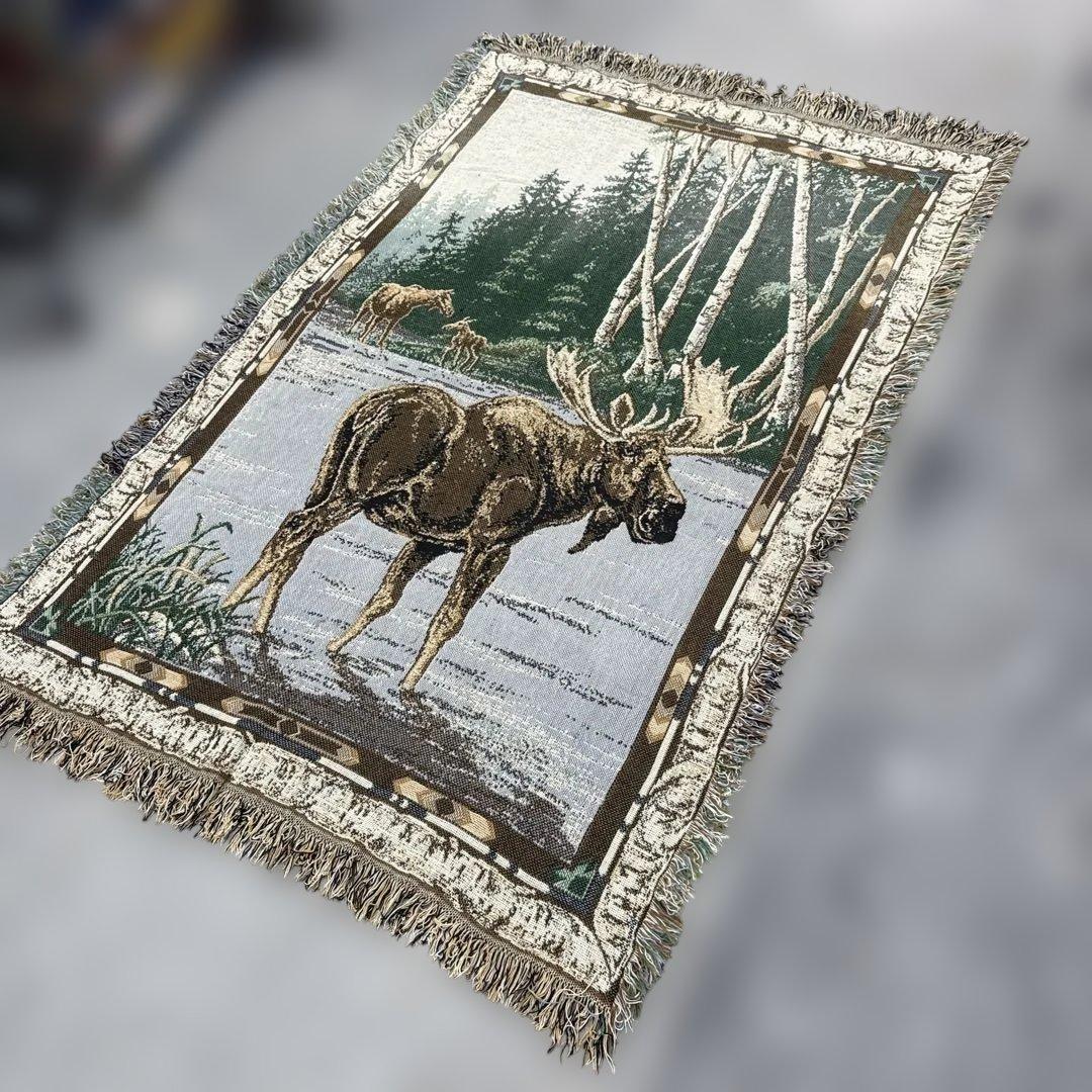 ヘラジカ　マルチカバー　ソファーカバー　ヴィンテージラグ　190x122 マルチカバー アテナ｜ソファ・ベッドカバー 洗える コットン キルト