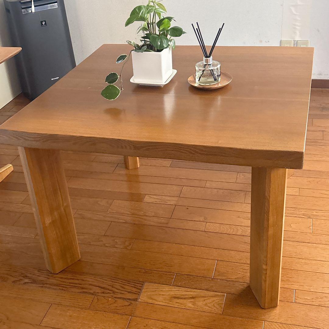 耳付き 90cm角】飛騨産業 キツツキマーク ダイニングテーブル 高さ低め 耳付き 90cm角】飛騨産業 キツツキマーク ダイニングテーブル 高さ低め